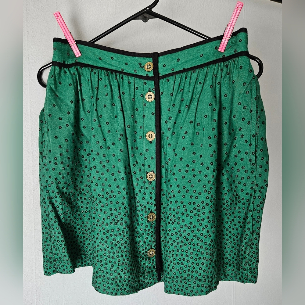 Urban Outfitters X Cooperative Green Floral Button-Up Skirt w/ Pockets